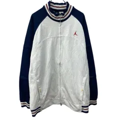 JORDAN ロゴジャージ XL マルチカラー ホワイト×ネイビー×ワインレッド ジョーダン ジップアップ 古着卸 アメリカ仕入 a709-5798