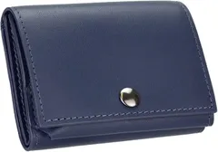 FeasibleSite ミニウォレット 超スリム設計 財布 コンパクト プレゼント メンズ 牛革(ネイビー)