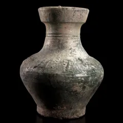 中国　緑釉　刻花文　扁壷　花瓶　高さ約34cm　時代箱　V　R8628H 中国 緑釉 刻花文 扁壷 花瓶 高さ約34cm 時代箱 V R8628H
