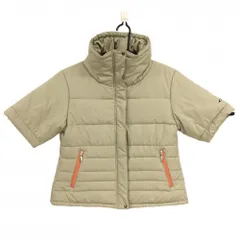 【超美品】オークリー 中綿半袖ジャケット ベージュ ネック・裾ドローコード レディース M ゴルフウェア Oakley