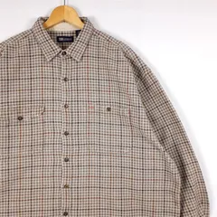FADED GLORY 長袖ヘビーフランネルシャツ メンズUS-3XLサイズ チェック柄 ベージュ系 sh-3842