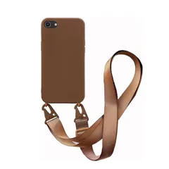 UnnFiko iPhone 8 ケース ネックストラップ For iPhone SE 3/2 スマホケース iPhone SE 第二世代 ケース 蛍光色 シリコン SE 第3/2世代 アイフォン 7 ケース シンプル ソフト 保護カバー 携帯ストラップ  1