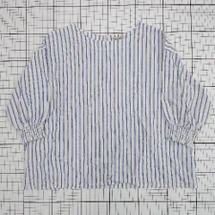 ◇ Θ SM2 サマンサ モスモス 柄入り 七分袖 七分袖スモックブラウス サイズF ホワイト ブルー系 レディース E  【1507280001158】