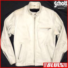 タグ付き】SCHOTT ショット シングルライダース ラムレザー 白 XL