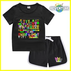 スプランキー sprunki 半袖Tシャツ トップス セットアップ上下セット夏パジャマ インクレディブル ゲーム 110 120 130 140 150 子供服キッズ服 spsuc149 FR