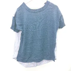 ◇ Ray BEAMS レイビームス ストライプ柄 半袖 カットソー サイズ表記なし ネイビー ライトブルー レディース E  【1407180011120】