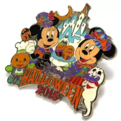 【中古】バッジ・ピンズ ミッキーマウス＆ミニーマウス ピンバッジ 「ディズニー・ハロウィーン2015」 東京ディズニーランド限定