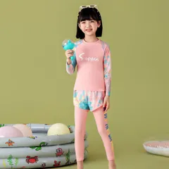 ☆ ピンク ☆ 3XLサイズ ☆ キッズ水着 naksw4000 子供 水着 女の子 ジュニア 長袖 ショートパンツ 半ズボン 長ズボン ラッシュガード 上下 水泳着 日焼け防止 紫外線対策 かわいい 可愛い メッシュ 通気性 速乾性 キッズ ガールズ 女子