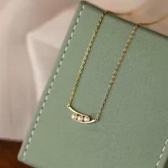 ネックレス 淡水パール S925 シルバー レディース チェーン ペンダント えんどう豆 アクセサリー おしゃれ 全2色 エレガント キュート ファッション ゴールド