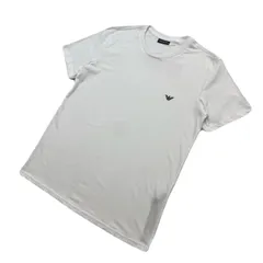 EMPORIO ARMANI エンポリオアルマーニ Tシャツ メンズ M ホワイト 【 刺繍ロゴ 】 白 クルーネック 半袖 ●EB344