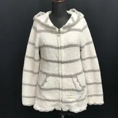 ジェラートピケ★ボーダー柄/ルームウェア/ジップアップパーカー【レディースF/白×グレー/white×gray】Jacket/Jumper◆cBH589-b<sale>