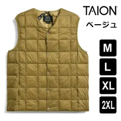 TAION タイオン メンズ ベージュ m l xl xxlインナーダウンベスト インナーダウン 001 スノボ スキー 深め 秋冬 防寒 大きいサイズ 秋 冬 無地 コットン カジュアル 旅行