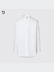 新品 XL UNIQLO(ユニクロ) ＋ j スーピマコットン オーバーサイズシャツ スタンドカラー 白