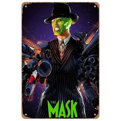 【821】新品 レトロ ブリキ看板 ★ MASK ★ マスク ジムキャリー コメディ映画 ムービー アメリカン雑貨 ガレージ フェンス ヴィンテージ