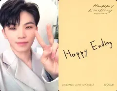 【中古】コレクションカード(男性) SEVENTEEN/WOOZI(ウジ)/印刷メッセージ入り・裏面オレンジ/CD「JAPAN 1ST SINGLE『Happy Ending』」(通常盤)封入特典フォトカードD
