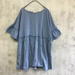 Sama nsa Mos2  サマンサモスモス　半袖フリルカットソー　ブルー　レディース　Fサイズ