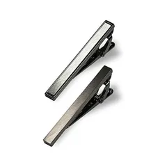 ネクタイピン タイピン おしゃれ ブランド どんなネクタイにも合う真鍮製2本セット 誕生日や父の日のプレゼントにも ビジネス スーツ (ブラック)