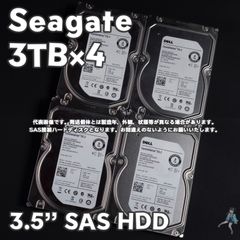 【4台セット/SAS接続】Seagate 3.5インチHDD(SAS) 3TB ST33000650SS SAS接続 動作中古品【SG3Tsas-b5~8】