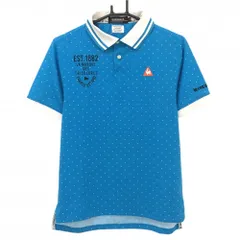 ルコックゴルフ 半袖ポロシャツ ライトブルー×白 ドット柄 ロゴ刺しゅう メンズ M ゴルフウェア le coq sportif