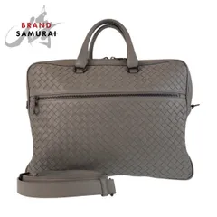美品 BOTTEGAVENETA ボッテガヴェネタ イントレチャート グレー レザー ビジネスバッグ ショルダーバッグ 2way メンズ 501521【中古】