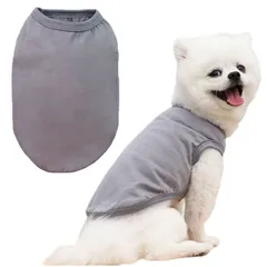 RIOSTUDIO 犬服 春 夏 (XS～XLサイズ) 犬の服 夏用 タンクトップ 無地 Tシャツ シンプル 涼しい 通気 ノースリーブベスト わんこ服 小型犬 中型犬 大型犬 猫服 防虫 抜け毛防止 ルームウェア 犬用 [⑤グレー]