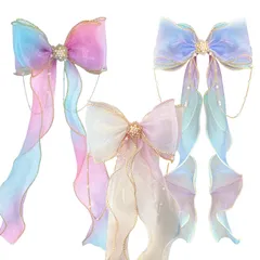 [LIANHATA] ヘアアクセサリー 3個セット 蝶結び 髪飾り ヘアクリップ プリンセス リボン 髪を傷めない ドレス おしゃれ 可愛い 子供 ヘアピン コスプレ 発表会 誕生日 成人式 パーティー