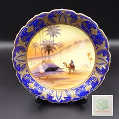 1847 【明治アンティーク】オールドノリタケ　風景図　手提皿　時代 希少】オールドノリタケ アラビアン風景図 絵皿 里帰り
