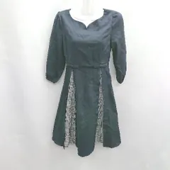 ◇ Θ tocco closet プリーツチェック柄 ウエストリボン 七分 ひざ丈 ワンピース サイズ M L ネイビー系 レディース E  【1412090064425】