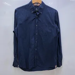 AQUASCUTUM アクアスキュータム 長袖 ブラウス チェック シャツ ボタンダウン ポルトガル製 Mサイズ ネイビー