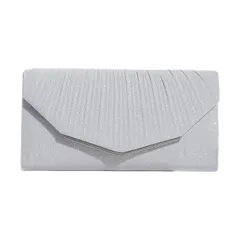 [goodspoon] パーティーバッグ 結婚式 ハンド バッグ クラッチバッグ チェーン付き フォーマル 3WAY (シルバー) [シルバー]