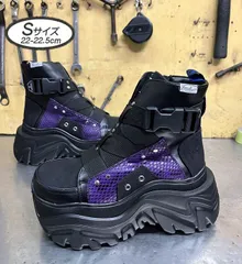 ♡新品未使用♡ Sサイズ 22.5cm ヨースケ YOSUKE 厚底スニーカー ブラックパープル レディース ハイカット 厚底シューズ 厚底ブーツ 人気商品 MY376-446