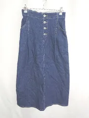 ◇ Θ◎●未使用● Melan Cleuge コットン系　デニム生地 マキシ フレアー スカート サイズM ネイビー レディース E  【1409100037029】