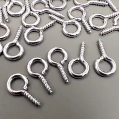 ＊60個入り＊ ネジ式 ヒートン 13x6.5mm アイアン製 プラチナカラー 銀色 片穴用 tm002sのサムネイル