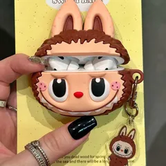ラブブ LABUBU イヤホンケース AirPodsケース AirPodsProケース かわいいイヤホンカバー キャラクターグッズ 推し活 シリコンケース キーホルダー付き プレゼント 女子向け おしゃれ