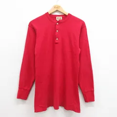 M/古着 バナナリパブリック 長袖 ビンテージ ブランド Tシャツ メンズ 80s コットン ヘンリーネック 赤 レッド 25aug27 中古