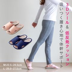 吸い付く 体幹 サポート スリッパ 室内 室内履き メンズ レディース ラク 履きやすい シンプル 3D 低反発 インソール M L ピンク ネイビー 紺 家 自宅 部屋 キッチン 軽い オープントゥ 前あき 女性 男性 オールシーズン 体幹トレーニング