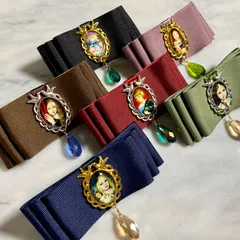 【全６色】ゴシックな貴族子女バレッタ／グログランリボン／オーストリア産クリスタルビーズ使用