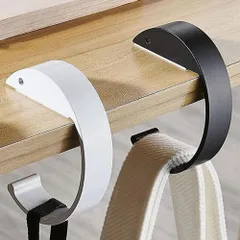 【人気商品】YJRUNFU バッグハンガー テーブルフック カバン フック 鞄掛け フック 耐荷重20㎏ 持ち運び便利 滑り止め付 多機能 高強度合金素材製 粘着テープなし C字設計 ブラック ホワイト（2個セット）