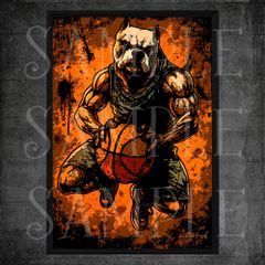 【PB19】ピットブル  バスケットボール A4ポスター / アートポスター