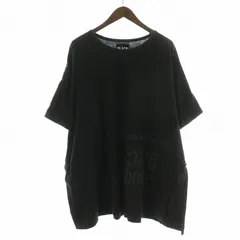 ヨウジヤマモト YOHJI YAMAMOTO BLACK Scandal Tシャツ カットソー 五分袖 クルーネック オーバーサイズ ドロップショルダー ロゴプリント スリット 2 M 黒 ブラック /NW40のサムネイル
