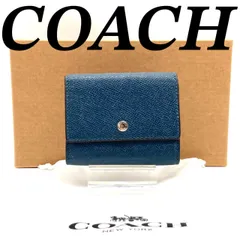 コーチ 小銭入れ コインケース 二つ折り財布 レザー ネイビー 70722