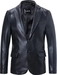 FLAVOR レザージャケット 革ジャン 皮ジャン 羊革 本革 スーツ コート スリムフィット テーラード 防風 保温 ソフト メンズ( ブラック,  M Regular)