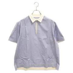 Sacai (サカイ) 24SS×Thomas Mason Cotton Poplin Pullover トーマスメイソン コットンポプリン プルオーバー ストライプ ハーフジップ 半袖シャツ ブルー 24-03366Mのサムネイル