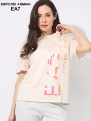 EMPORIO ARMANI EA7 (エンポリオ アルマーニ) ロゴプリント クルーネック 半袖 Tシャツ EA7L3DTT25TJTYZ ブランド レディース トップス (ピンク)