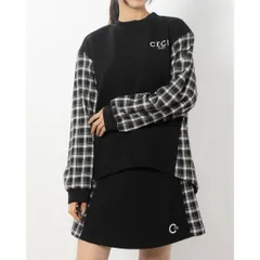 【CECIL McBEE green】ダンボールチェック切替モックネックスウェット（ﾌﾞﾗｯｸ）《Sサイズ》  M357