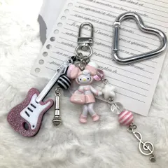 ピンク ハローキティ バッグチャーム じゃらじゃらキーホルダー カラビナ付き