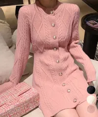 ケーブルニットワンピース ミニ きれいめ