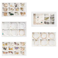 【迅速発送】ProCase ジュエリートレイ 5個セット ジュエリー収納 積み重ね可能 アクセサリケース ドレッサー引き出し用 ディスプレイ 仕切り付き