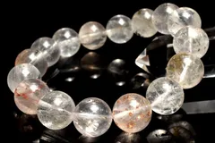 【１点物】希少内包◇マダガスカル産 ライモナイト＆マーカサイトインクォーツ　12.5mm　ブレスレット パワーストーン 天然石 _MA7737