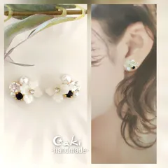 紫陽花✿.*･白 ピアスorイヤリング♪ハンドメイド